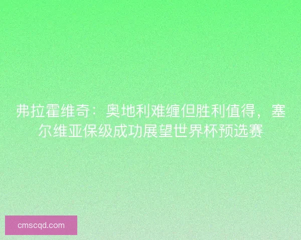 弗拉霍维奇：奥地利难缠但胜利值得，塞尔维亚保级成功展望世界杯预选赛