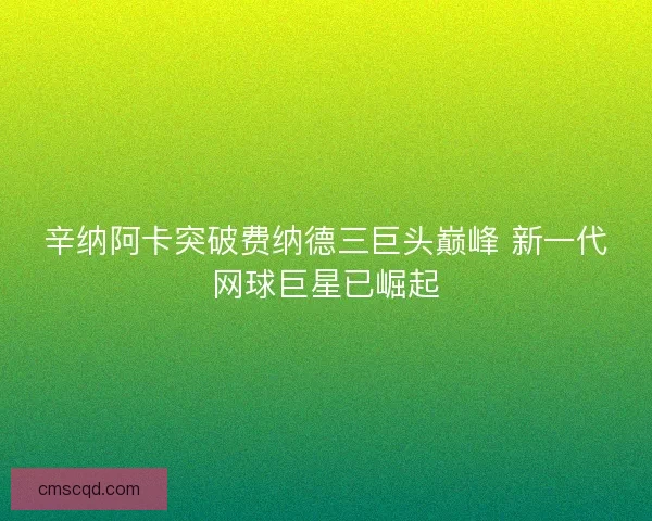 辛纳阿卡突破费纳德三巨头巅峰 新一代网球巨星已崛起