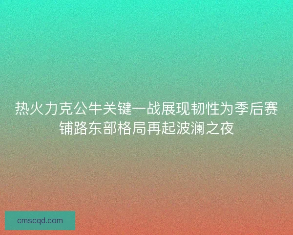 热火力克公牛关键一战展现韧性为季后赛铺路东部格局再起波澜之夜