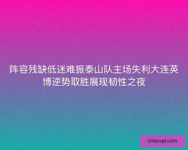 阵容残缺低迷难振泰山队主场失利大连英博逆势取胜展现韧性之夜